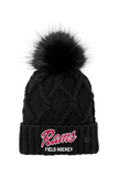 NCHS Field Hockey - New Era Faux Fur Pom Beanie Rams Script